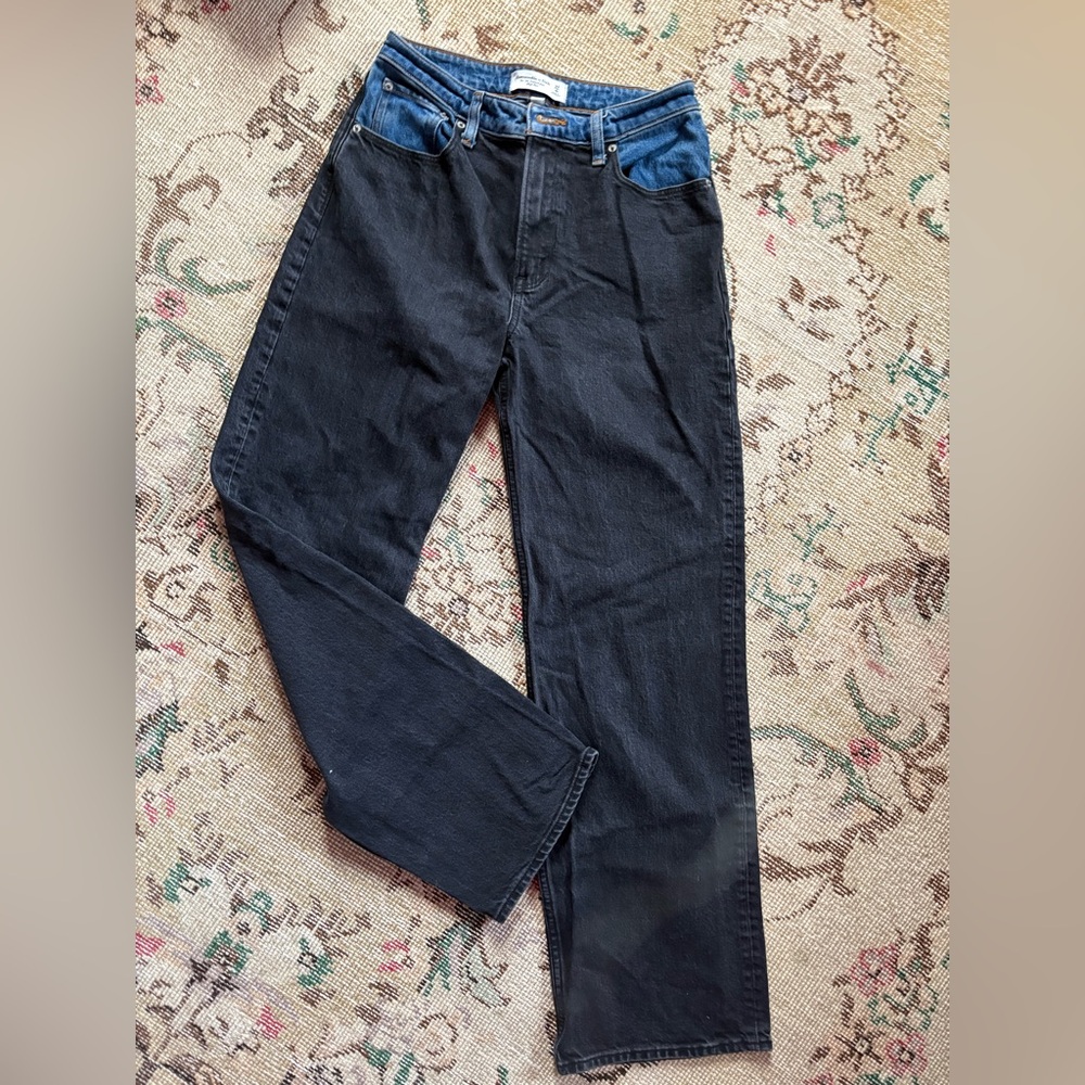 Abercrombie & Fitch Black and Blue Straight Jeans